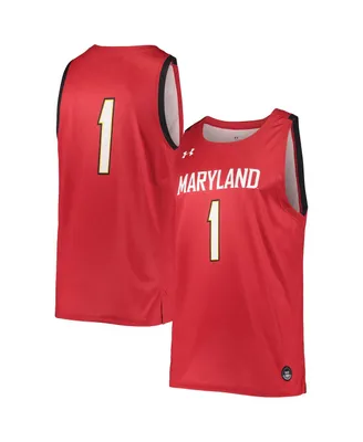 Men's Under Armour #1 Red Maryland Terrapins College Replica Basketball Jersey