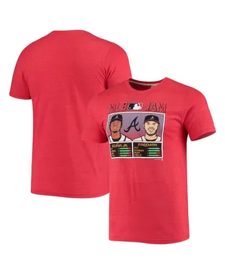 Men's Homage Freddie Freeman and Ronald Acuna Jr. Heathered Red Atlanta Braves Mlb Jam Player Tri-Blend T-shirt