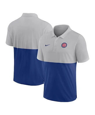 Men's Nike Silver, Royal Chicago Cubs Team Baseline Striped Performance Polo Shirt