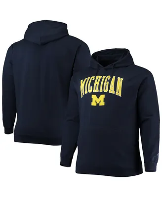 Men's Champion Navy Michigan Wolverines Big and Tall Arch Over Logo Powerblend Pullover Hoodie