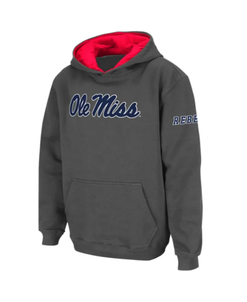 Big Boys Stadium Athletic Charcoal Ole Miss Rebels Big Logo Pullover Hoodie