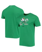 Men's Under Armour Kelly Green Notre Dame Fighting Irish Mascot Logo Performance Cotton T-shirt