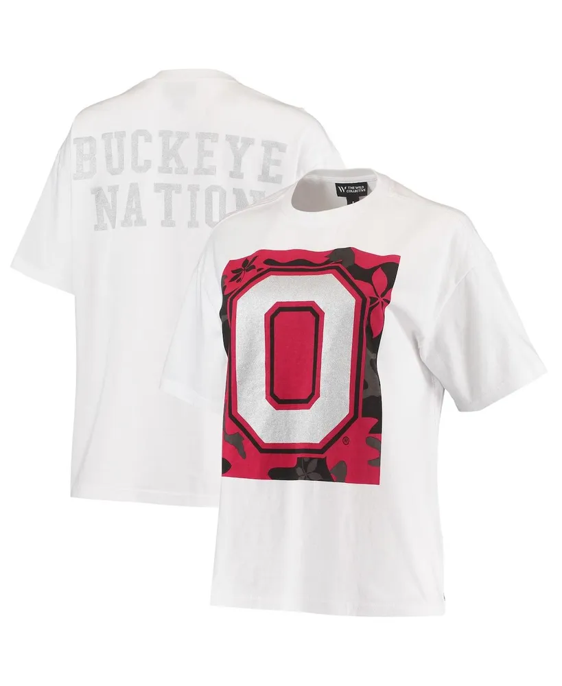 Women's The Wild Collective White Ohio State Buckeyes Camo Boxy Graphic T-shirt