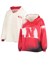 Foco Men's Scarlet and White Nebraska Huskers Sherpa Big Logo Gradient Reversible Hoodeez