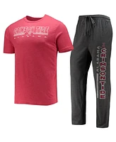 Men's Concepts Sport Heathered Charcoal, Crimson Alabama Tide Meter T-shirt and Pants Sleep Set