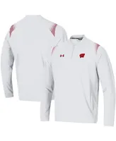 Men's Under Armour White Wisconsin Badgers 2021 Sideline Motivate Quarter-Zip Jacket