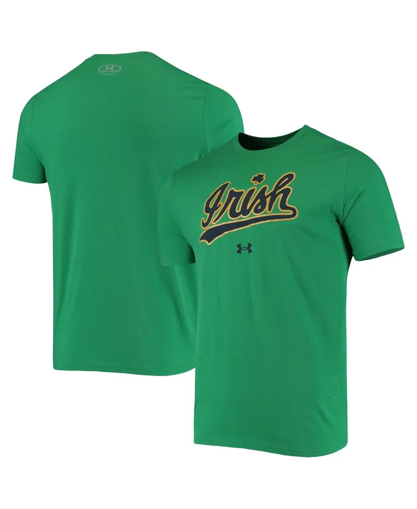 Men's Under Armour Kelly Green Notre Dame Fighting Irish Wordmark Logo Performance Cotton T-shirt