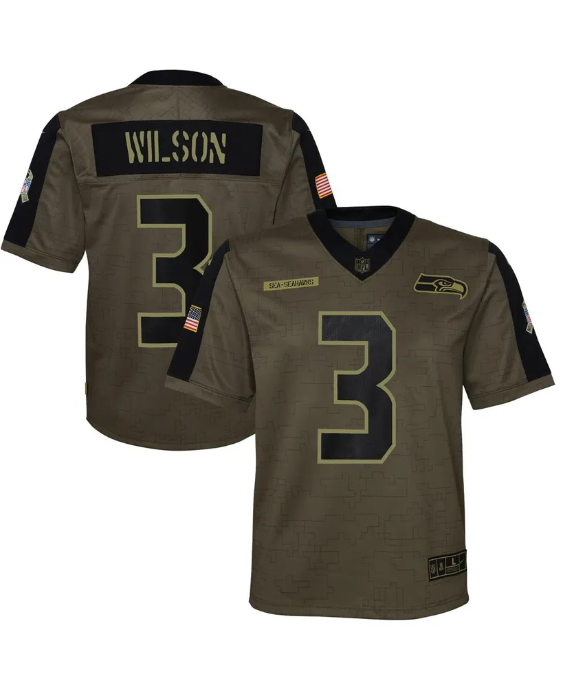 Big Boys Nike Russell Wilson Olive Seattle Seahawks 2021 Salute To Service Game Jersey