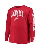 Men's Champion Crimson Alabama Tide Big and Tall 2-Hit Long Sleeve T-shirt