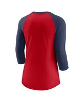 Women's Nike Red, Navy Washington Nationals Modern Baseball Arch Tri-Blend Raglan 3/4-Sleeve T-shirt