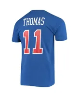 Men's Mitchell & Ness Isiah Thomas Blue Detroit Pistons Hardwood Classics Stitch Name and Number T-shirt