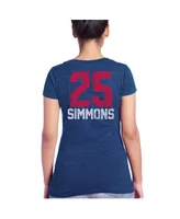 Women's Majestic Threads Ben Simmons Royal Philadelphia 76ers Name & Number Tri-Blend V-Neck T-shirt