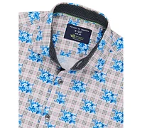 Men's Slim Fit Non-Iron Floral-Print Performance Stretch Dress Shirt