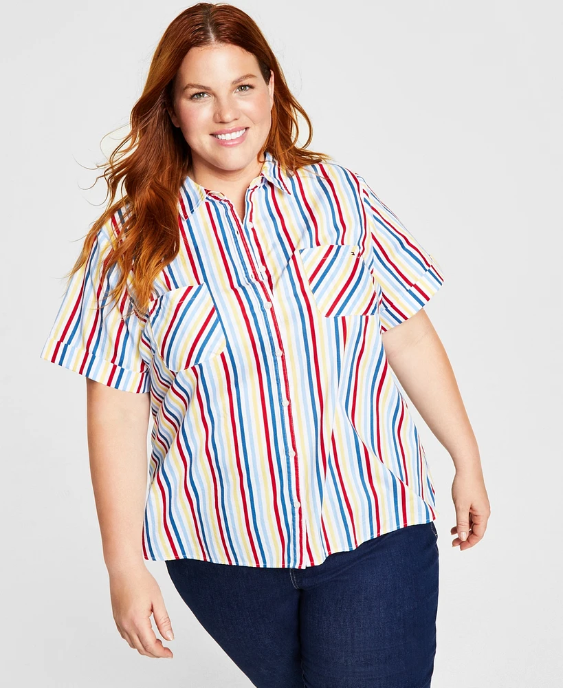 Tommy Hilfiger Plus Striped Camp Shirt