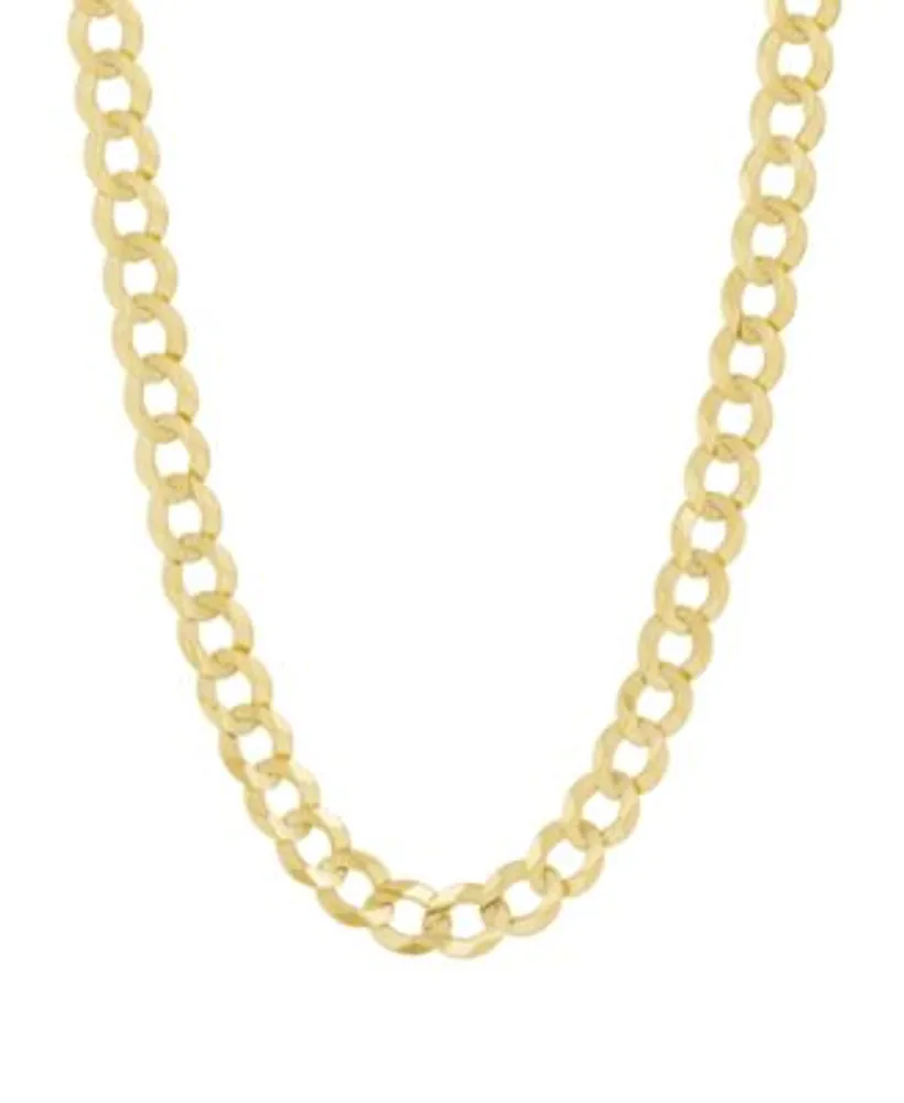 Concave Curb Link Chain Necklaces In 14k Gold Plated Sterling Silver