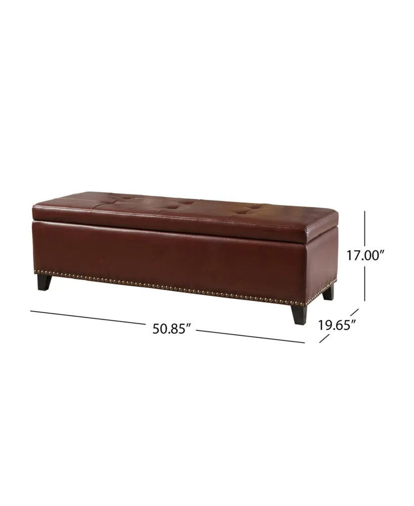 Gavin Contemporary Storage Ottoman with Nailhead Trim