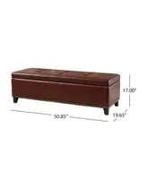 Gavin Contemporary Storage Ottoman with Nailhead Trim