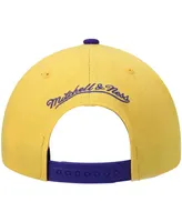 Men's Mitchell & Ness Gold and Purple Los Angeles Lakers Hardwood Classics Sharktooth Snapback Hat