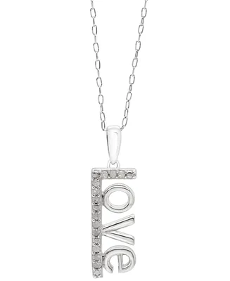 Diamond Love 18" Pendant Necklace (1/10 ct. t.w.) in Sterling Silver