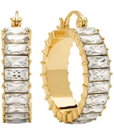 Women's Crystal Baguette Hoop Earring