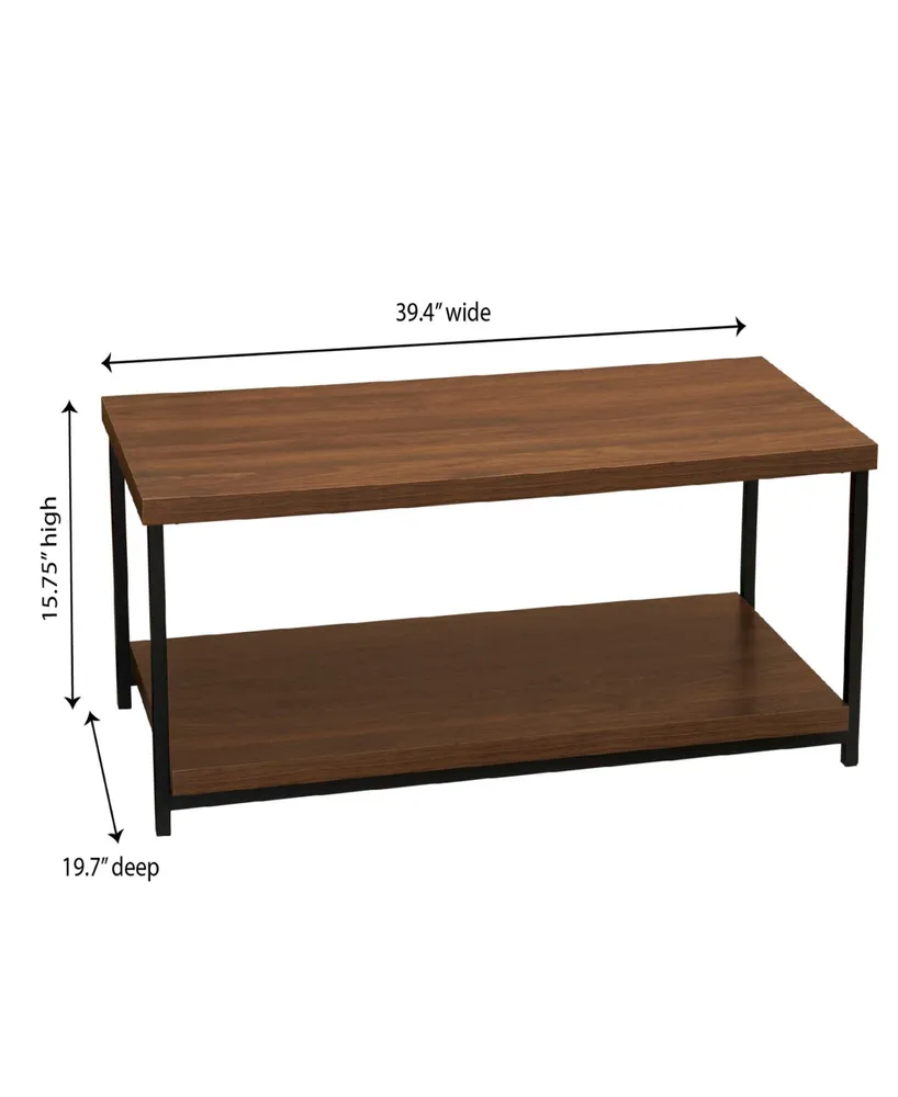 Wide Coffee Table with Storage Shelf