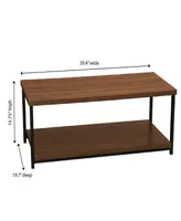 Wide Coffee Table with Storage Shelf