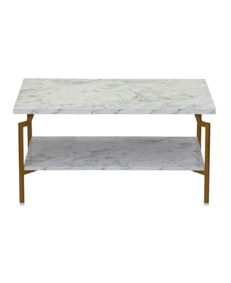 Crown Modern Marble Coffee Table - White and Gold