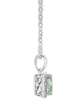 Labradorite & Diamond Accent Rectangle 18" Pendant Necklace Sterling Silver (Also Onyx, Turquoise)