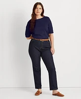 Lauren Ralph Plus Cotton-Blend Boatneck Top