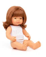 Miniland 15" Baby Doll Caucasian Redhead Girl Set , 3 Piece