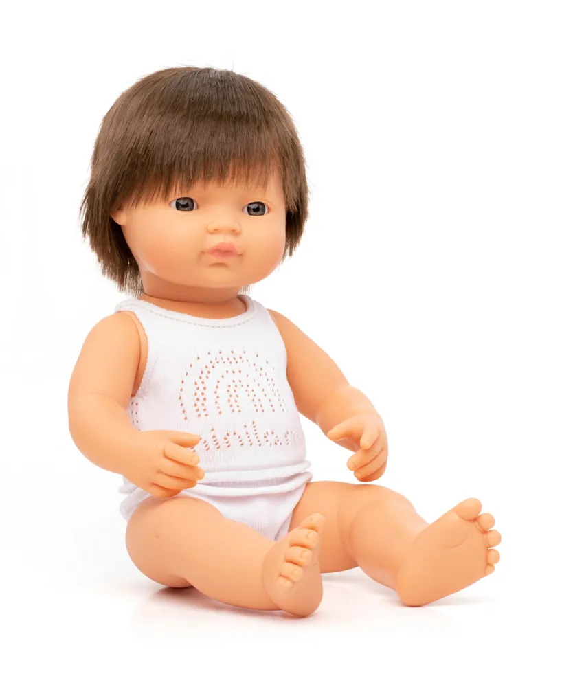 Miniland 15" Baby Doll Caucasian Brunette Boy Set, 3 Piece