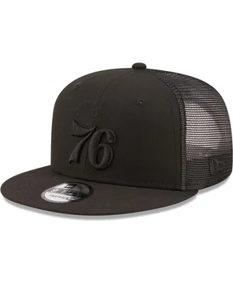 Men's New Era Black Philadelphia 76ers Classic 9FIFTY Trucker Snapback Hat