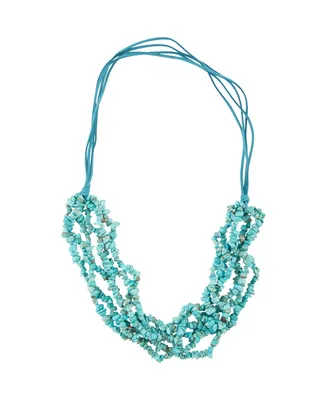 Barse Boulder Genuine Turquoise Magnesite Chips Statement Necklace