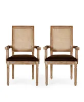 Maria French Country Wood and Cane Upholstered Dining Chair Set, 2 Piece