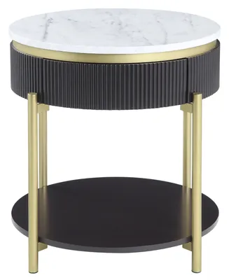 Marei 1 Drawer End Table - White, Gold