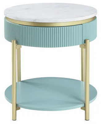 Marei 1 Drawer End Table - Green, White, Gold