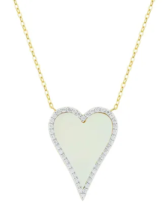 Mother-of-Pearl & Diamond (1/5 ct. t.w.) Heart 17" Pendant Necklace in 10k Gold