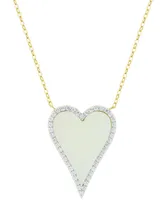 Mother-of-Pearl & Diamond (1/5 ct. t.w.) Heart 17" Pendant Necklace in 10k Gold