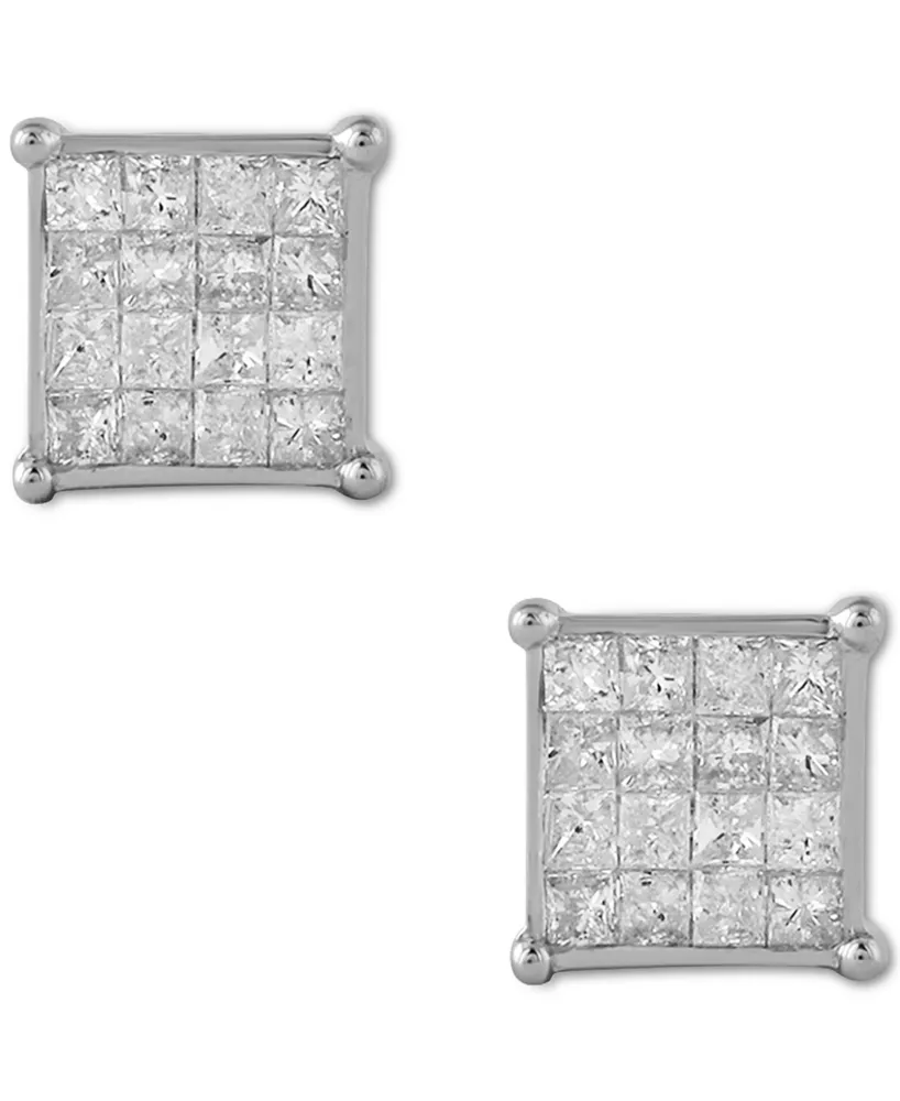 Diamond Princess Cluster Stud Earrings (1/2 ct. t.w.) in 14k White Gold