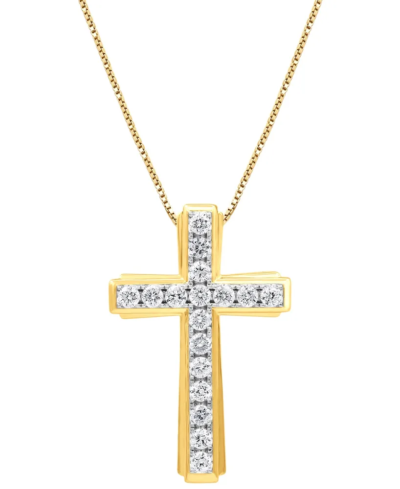 Diamond Cross 22" Pendant Necklace (1-1/2 ct. t.w.) in 10k Gold