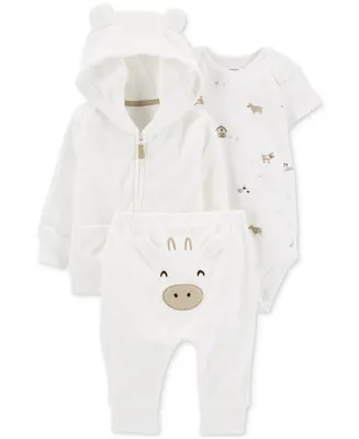 Carter's Baby Boys or Girls Terry Cardigan, Bodysuit, and Pants, 3 Piece Set