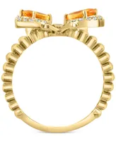 Effy Yellow Sapphire (1-1/5 ct. t.w.) & Diamond (1/5 ct. t.w.) Butterfly Ring in 14k Gold