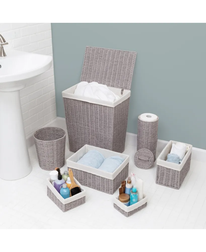 Twisted Paper Rope Woven Bathroom Storage Basket Set, 7 Piece