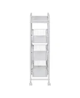 4 Tier Slim Rolling Cart with Drawers