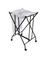 Honey Can Do Single Bounce Back Hamper No Bend Laundry Basket with Wheels and Lid