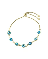 Women's Aqua Glass Guardian Eye Adjustable Bracelet