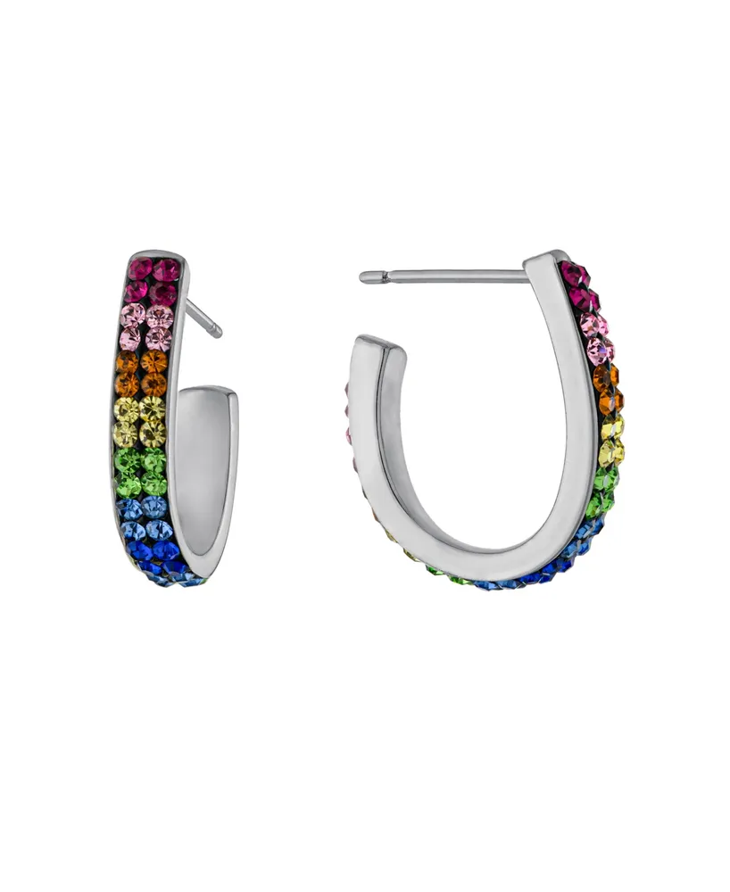 Women's Crystals J Post Hoop Earrings