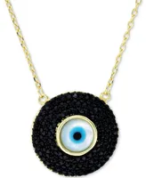 Cubic Zirconia & Enamel Evil Eye Pendant Necklace 14k Gold-Plated Sterling Silver, 16" + 1" extender