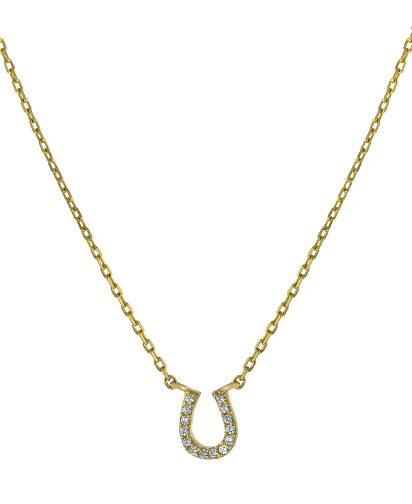 Giani Bernini Cubic Zirconia Horseshoe Pendant Necklace 18k Gold-Plated Sterling Silver, 16" + 2" extender, Created for Macy's