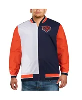 Men's Mitchell & Ness Navy, White Chicago Bears Big and Tall Team History 2.0 Warm-Up Jacket